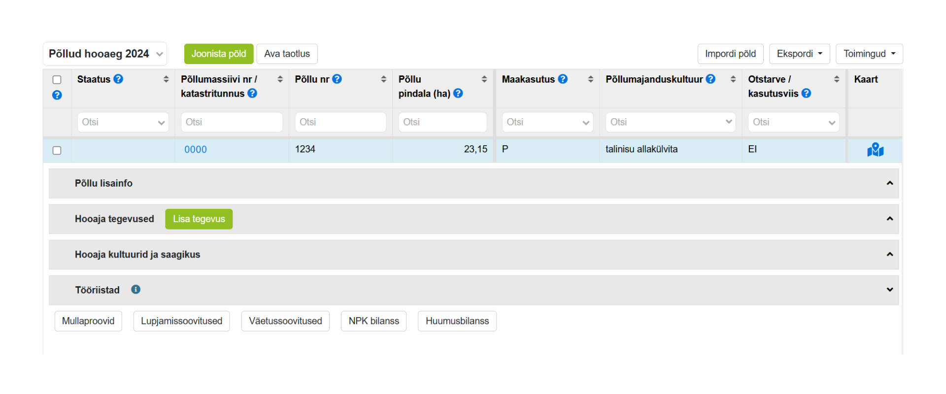 Ekraanikuva programmist, kus on näha erinevad veebipõhised tööriistad.