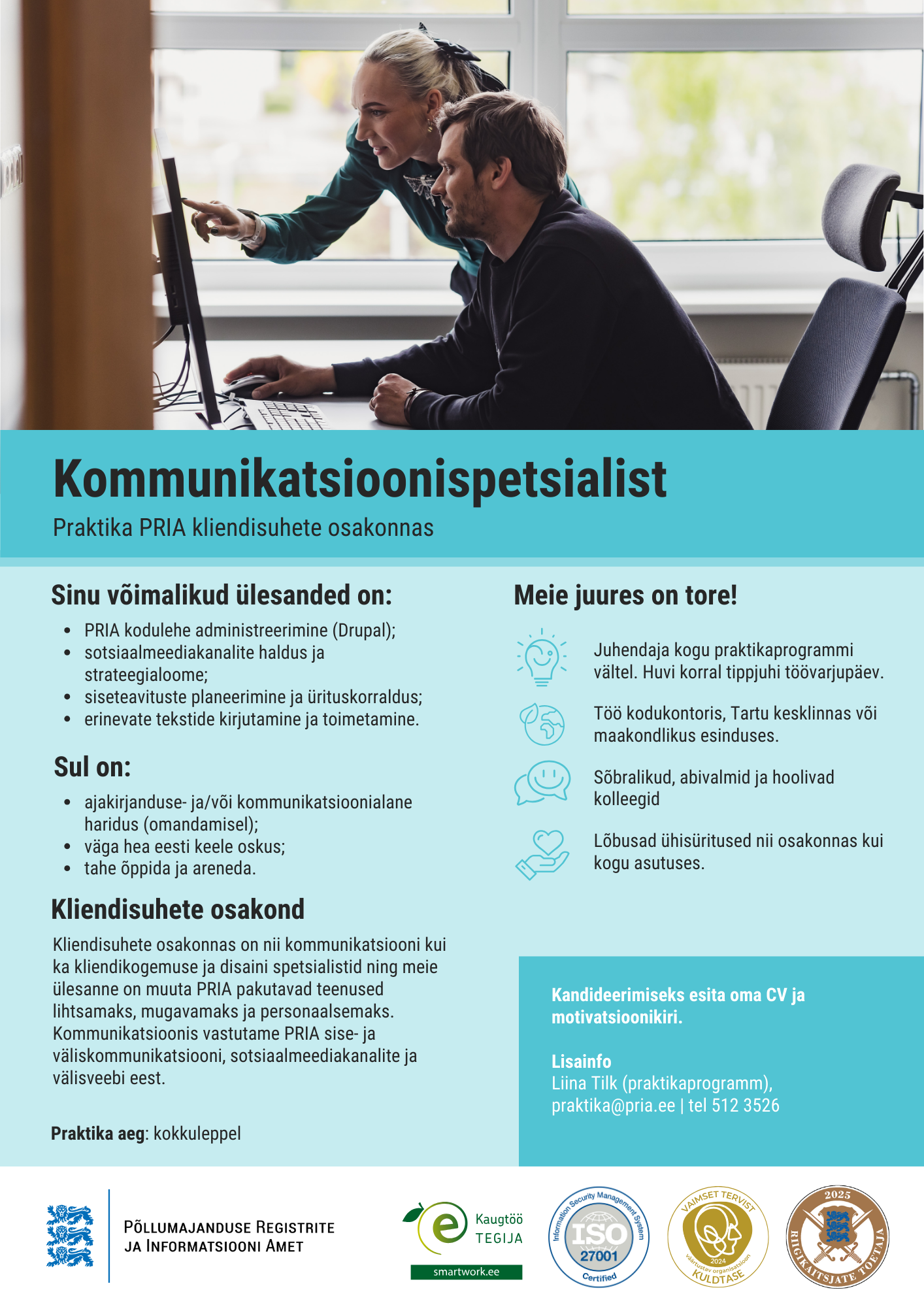 Kommunikatsioonispetsialisti praktikapakkumine 2026