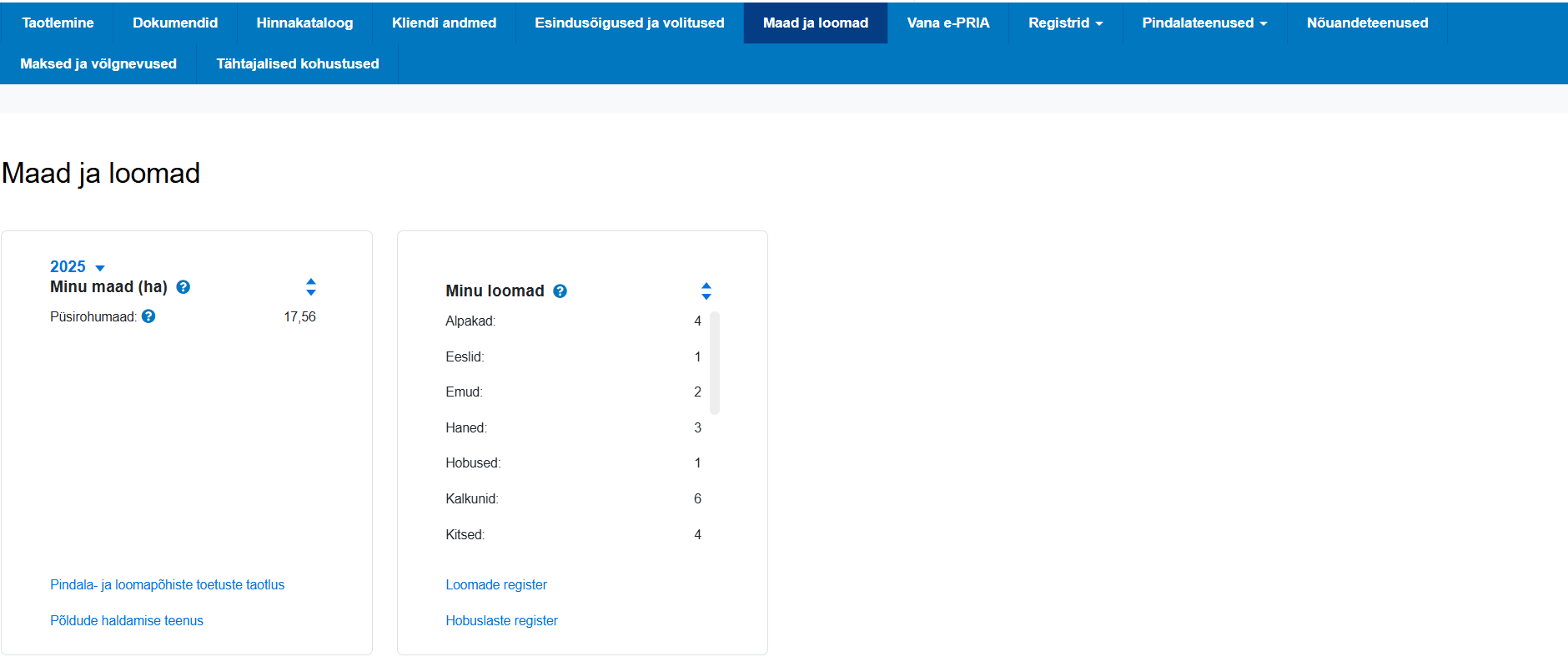 Maad ja loomad e-PRIAs