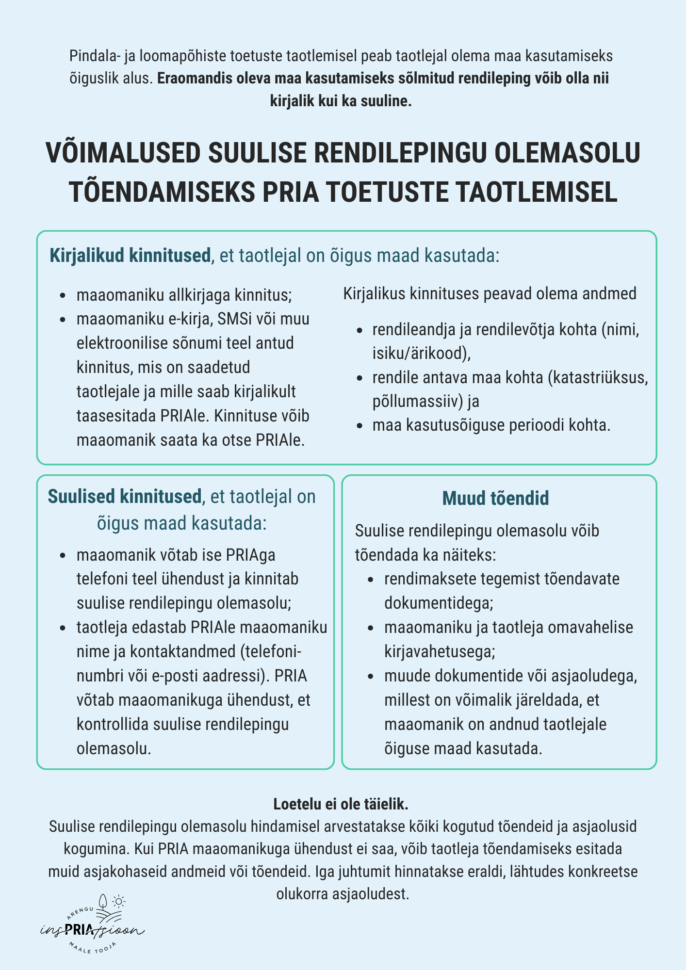 Suulise rendilepingu tõendamise võimalused